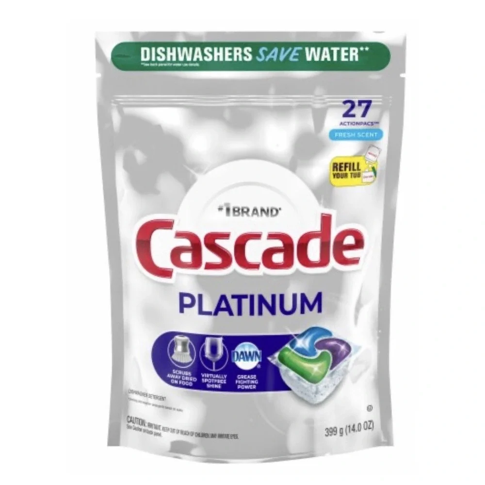 Cascade Platinum Dishwasher Pods, Dishwasher Detergent Soap Tabs,Fresh, 26 Count
